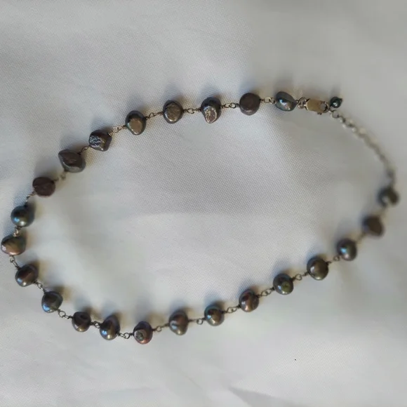 Silpada Iridescent Gray Freshwater Pearl  Necklace 925 Silver - Picture 6 of 10